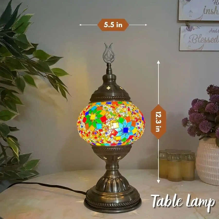 Handmade Turkish Moroccan Mosaic Lamp - Miami Rainbow -  turkish-lamp-workshop-PedalisaArt