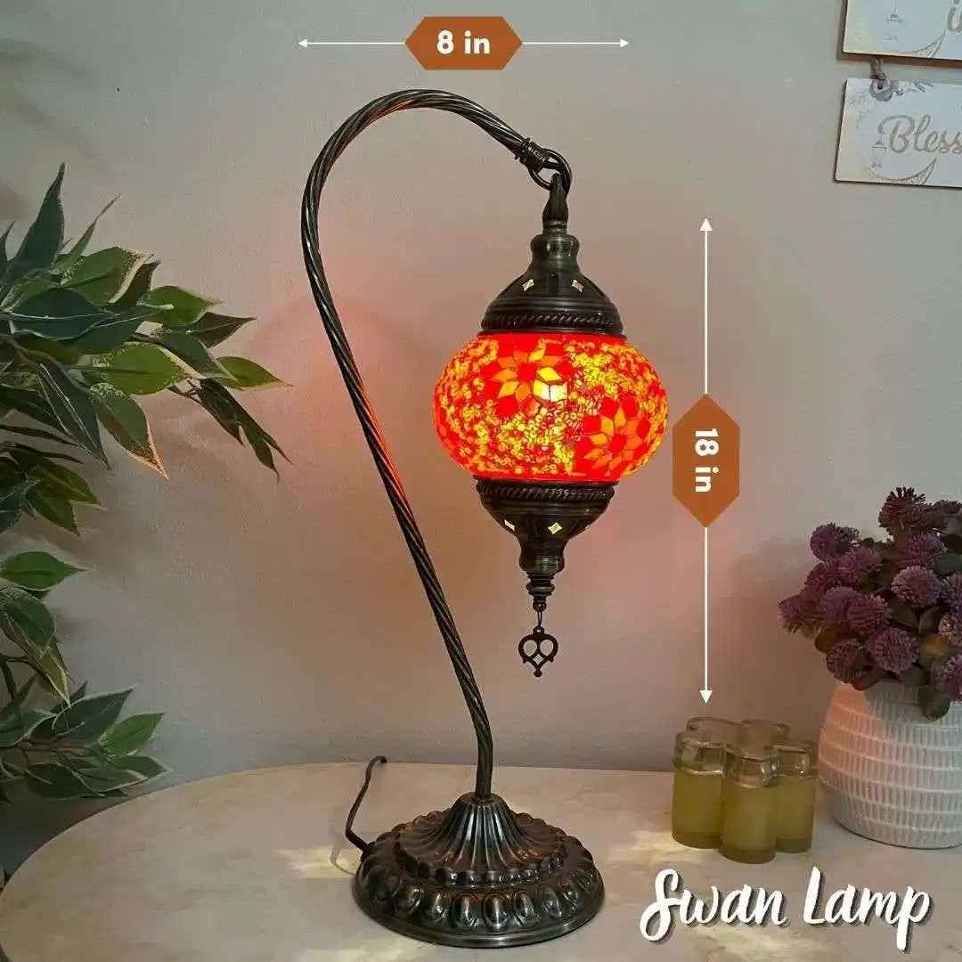 Handmade Turkish Moroccan Mosaic Lamp - Miami - Red-Orange -  turkish-lamp-workshop-PedalisaArt