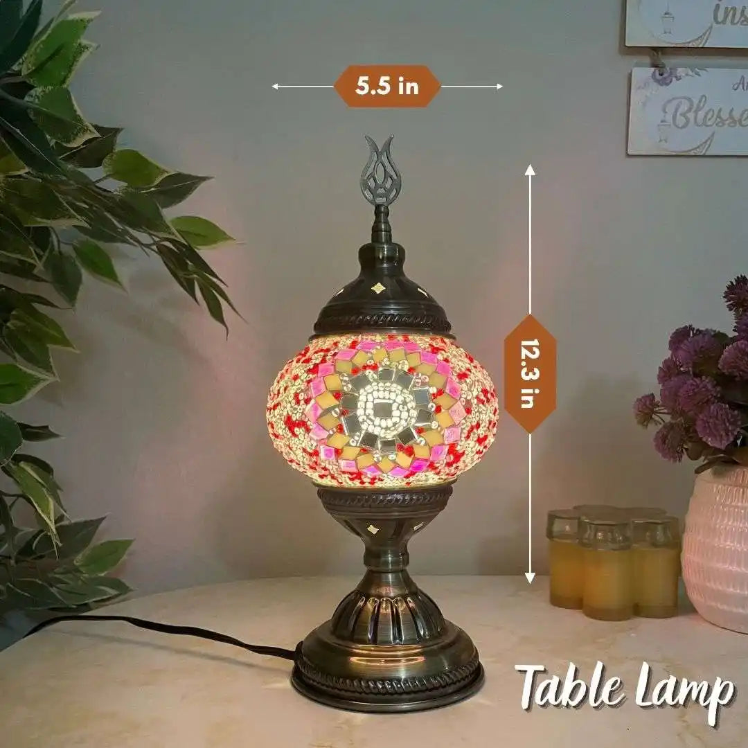 Handmade Turkish Moroccan Mosaic Lamp - Orlando Pink White -  turkish-lamp-workshop-PedalisaArt