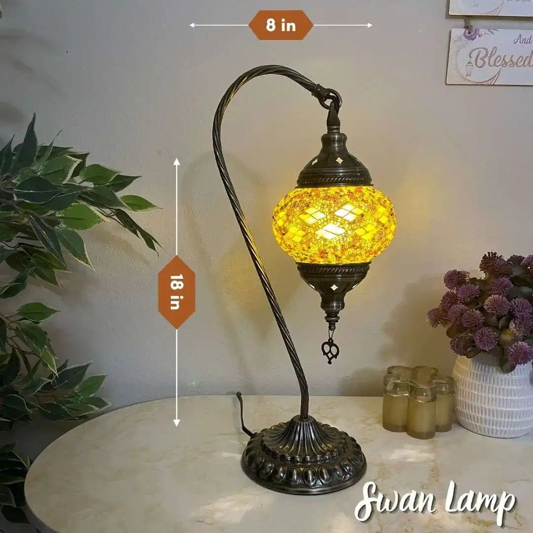 Handmade Turkish Moroccan Mosaic Lamp - Phoneix Yellow Brown -  turkish-lamp-workshop-PedalisaArt