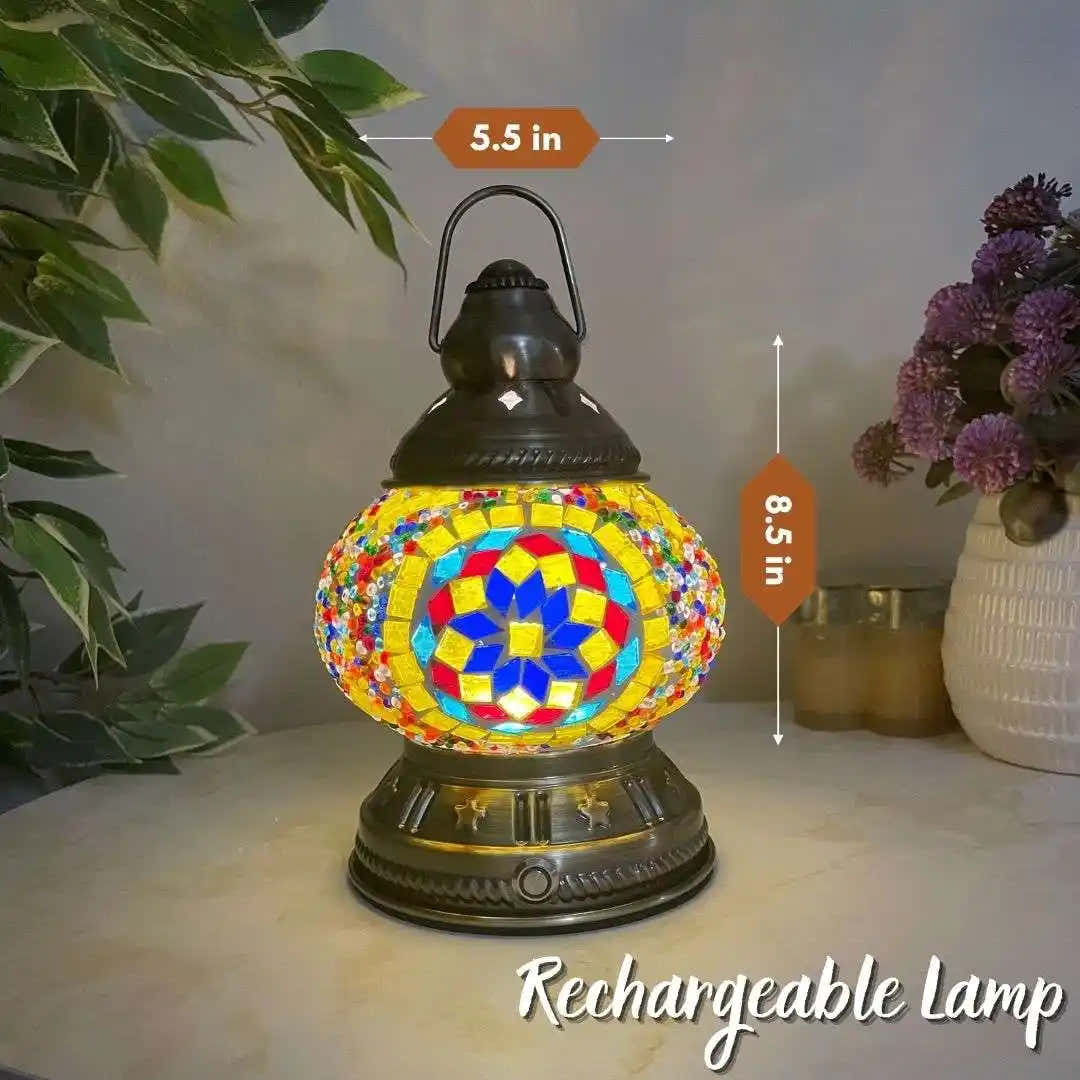 Handmade Turkish Moroccan Mosaic Lamp - San Diego Rainbow -  turkish-lamp-workshop-PedalisaArt