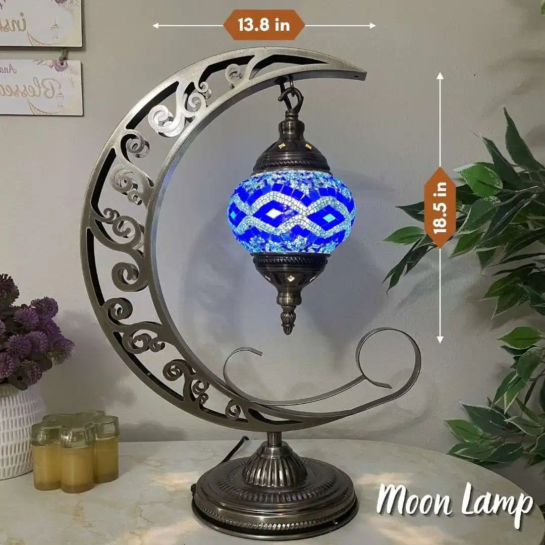 Handmade Turkish Moroccan Mosaic Lamp - San Francisco Blue -  turkish-lamp-workshop-PedalisaArt