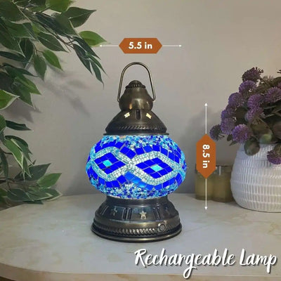 Handmade Turkish Moroccan Mosaic Lamp - San Francisco Blue - Ready Handmade Turkish Mosaic Lamps koleksiyonundan