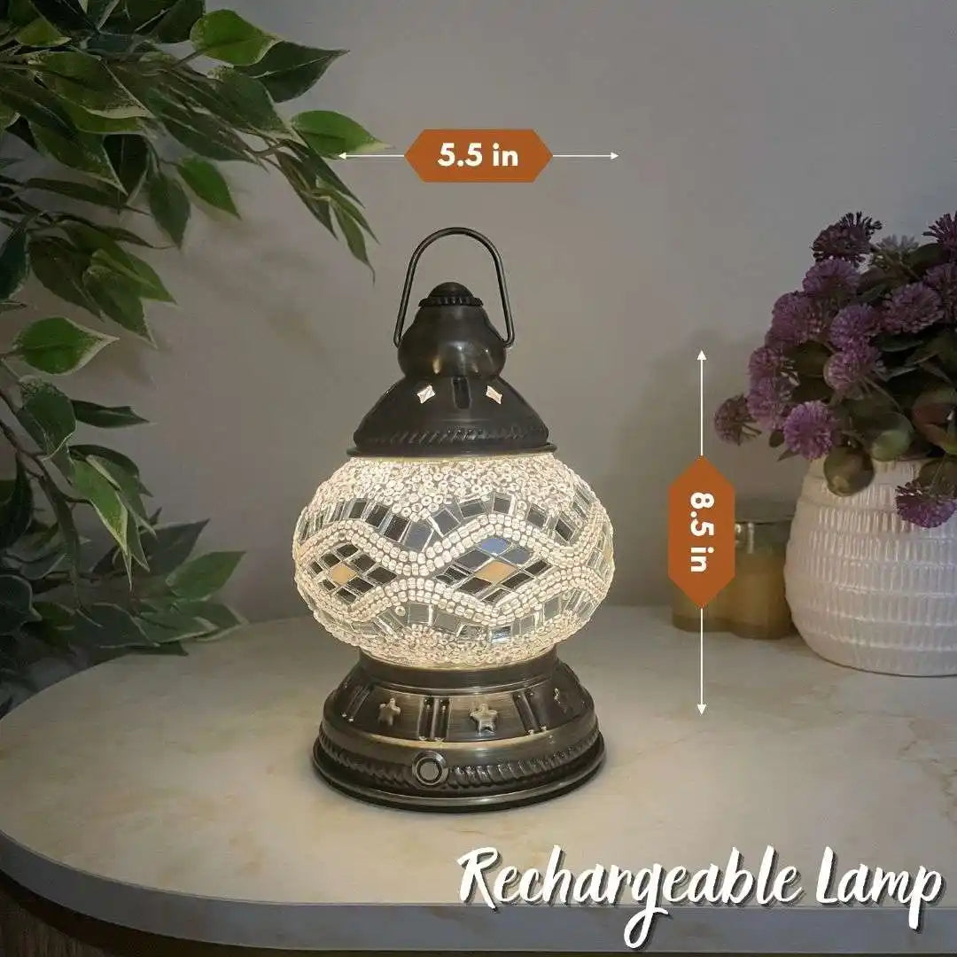 Handmade Turkish Moroccan Mosaic Lamp - San Francisco White Mirror -  turkish-lamp-workshop-PedalisaArt
