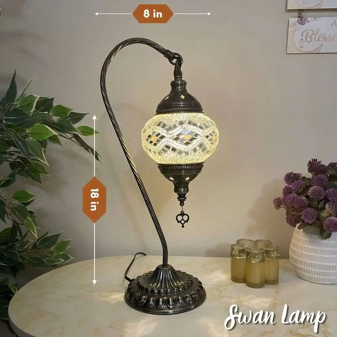 Handmade Turkish Moroccan Mosaic Lamp - San Francisco White Mirror -  turkish-lamp-workshop-PedalisaArt