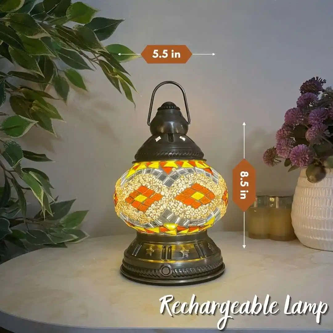 Handmade Turkish Moroccan Mosaic Lamp - San Francisco Yellow Brown -  turkish-lamp-workshop-PedalisaArt