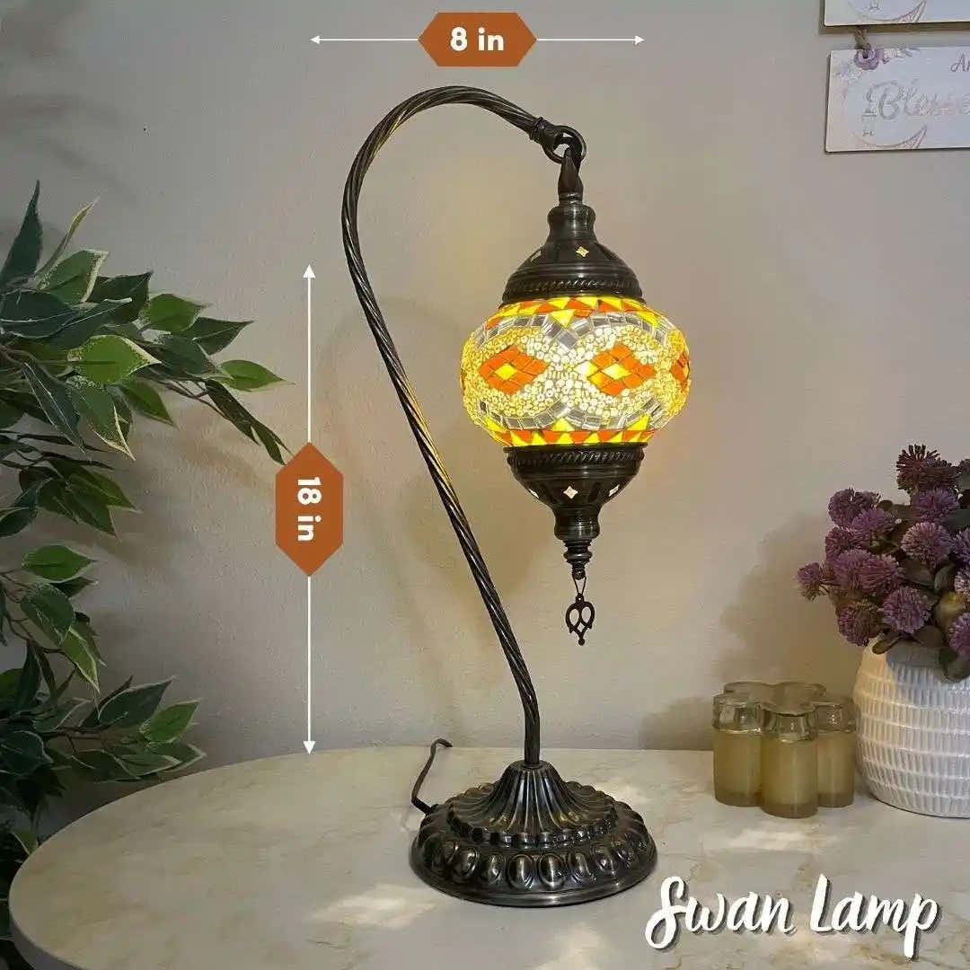 Handmade Turkish Moroccan Mosaic Lamp - San Francisco Yellow Brown -  turkish-lamp-workshop-PedalisaArt