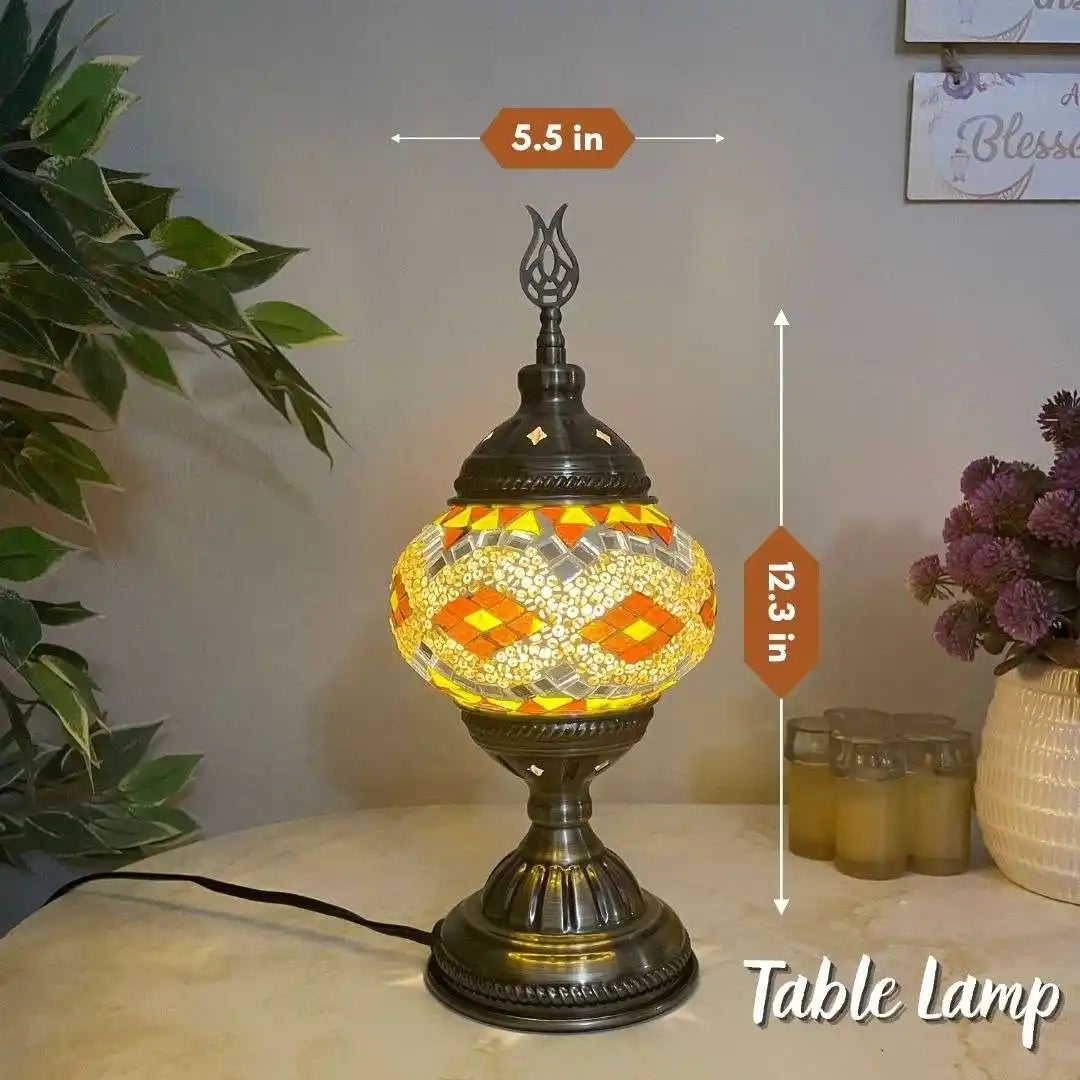 Handmade Turkish Moroccan Mosaic Lamp - San Francisco Yellow Brown -  turkish-lamp-workshop-PedalisaArt