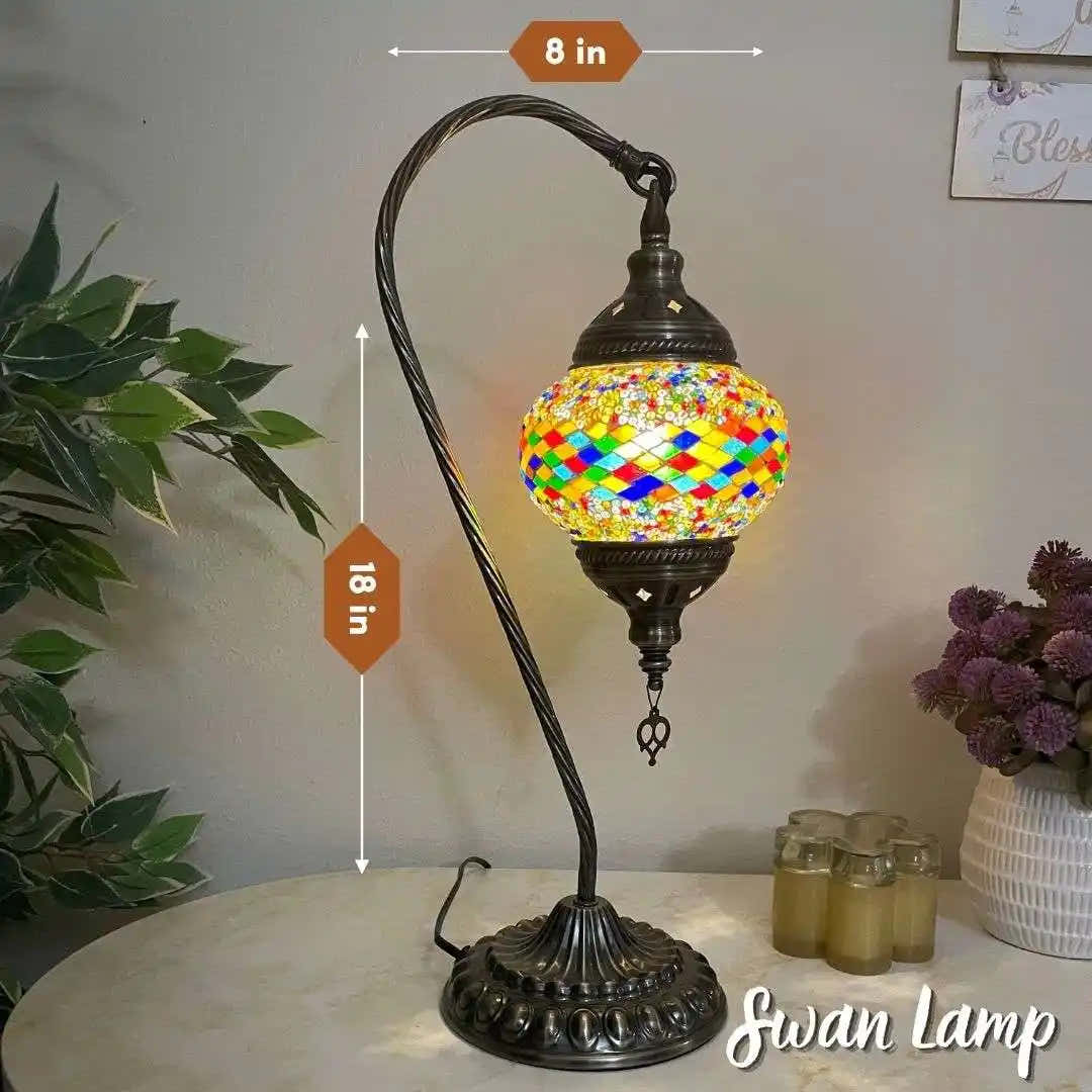 Handmade Turkish Moroccan Mosaic Lamp - Vegas Rainbow -  turkish-lamp-workshop-PedalisaArt