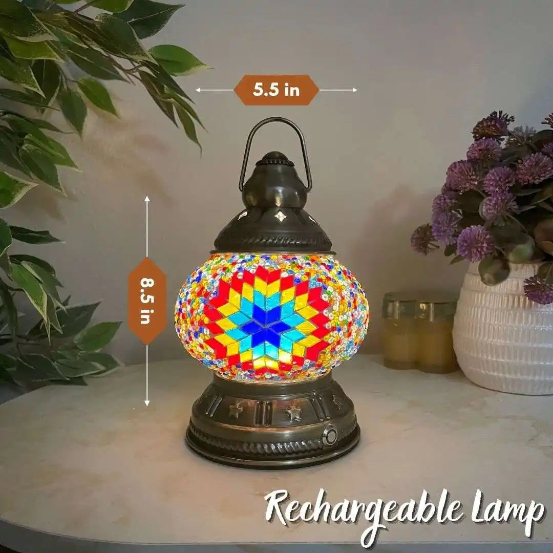 Handmade Turkish Mosaic Lamp - Rainbow Ready to Ship -  turkish-lamp-workshop-PedalisaArt