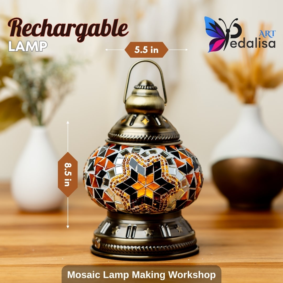 Mosaic Art Workshop in Frisco -  turkish-lamp-workshop-PedalisaArt