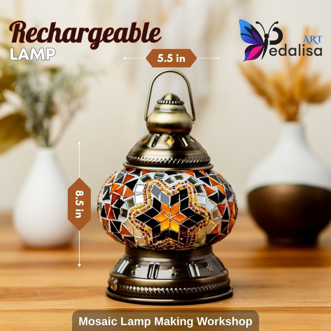 Mosaic Art Class in Killeen - Create Your Own Turkish Lamp -  turkish-lamp-workshop-PedalisaArt