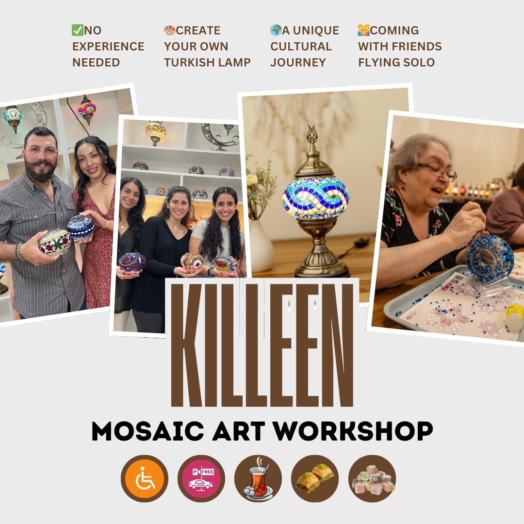 Mosaic Art Class in Killeen – Experience Turkish Mosaic Lamp Workshops -  turkish-lamp-workshop-PedalisaArt