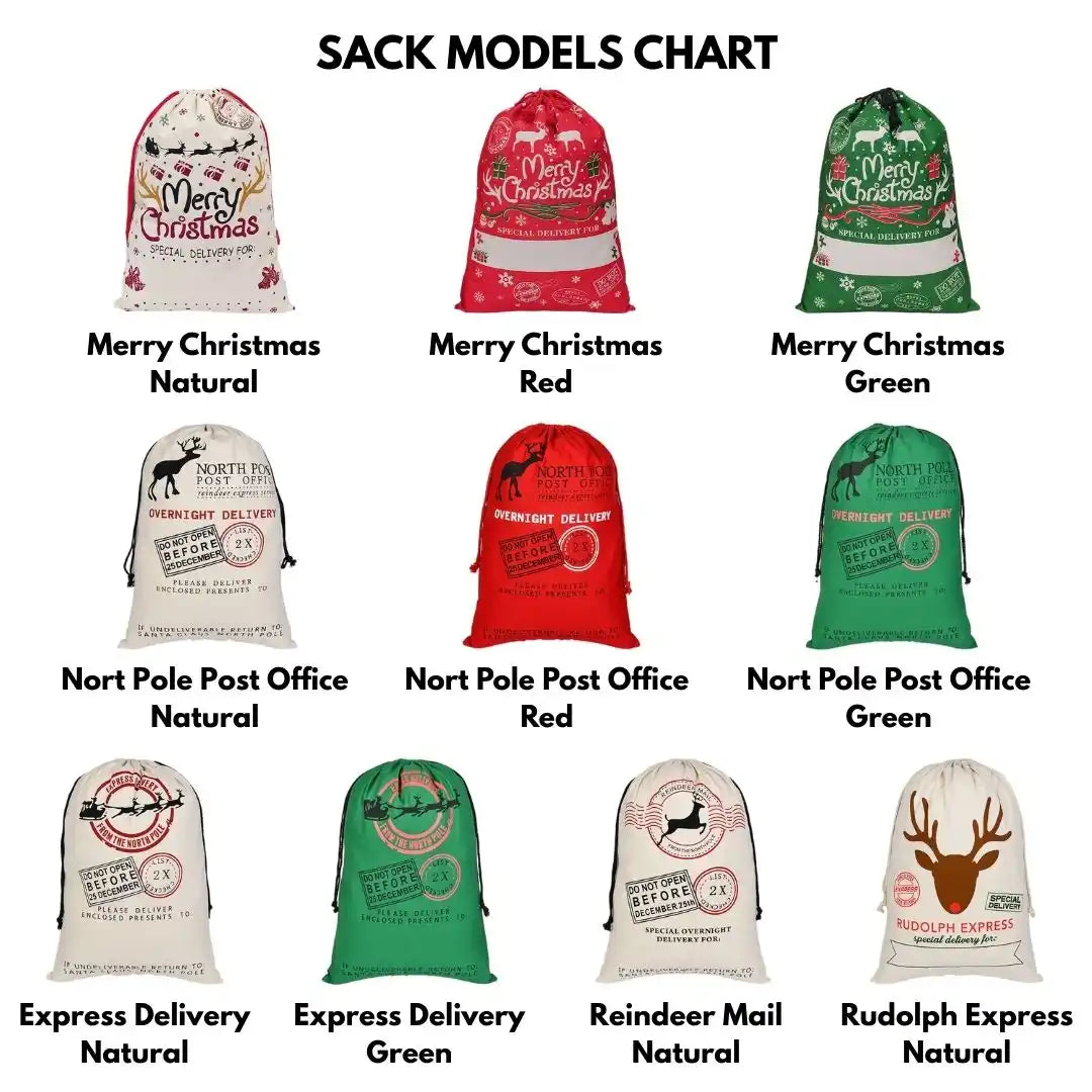 Personalized Canvas Santa Sack: Christmas Gift Bag -  turkish-lamp-workshop-PedalisaArt