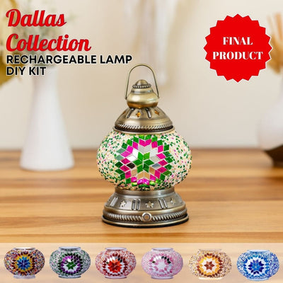 Rechargeable Mosaic Lamp DIY Kit – Cordless Turkish Lamp - Create Your Own Turkish Mosaic Lamp: DIY Mosaic Lamp Kits koleksiyonundan