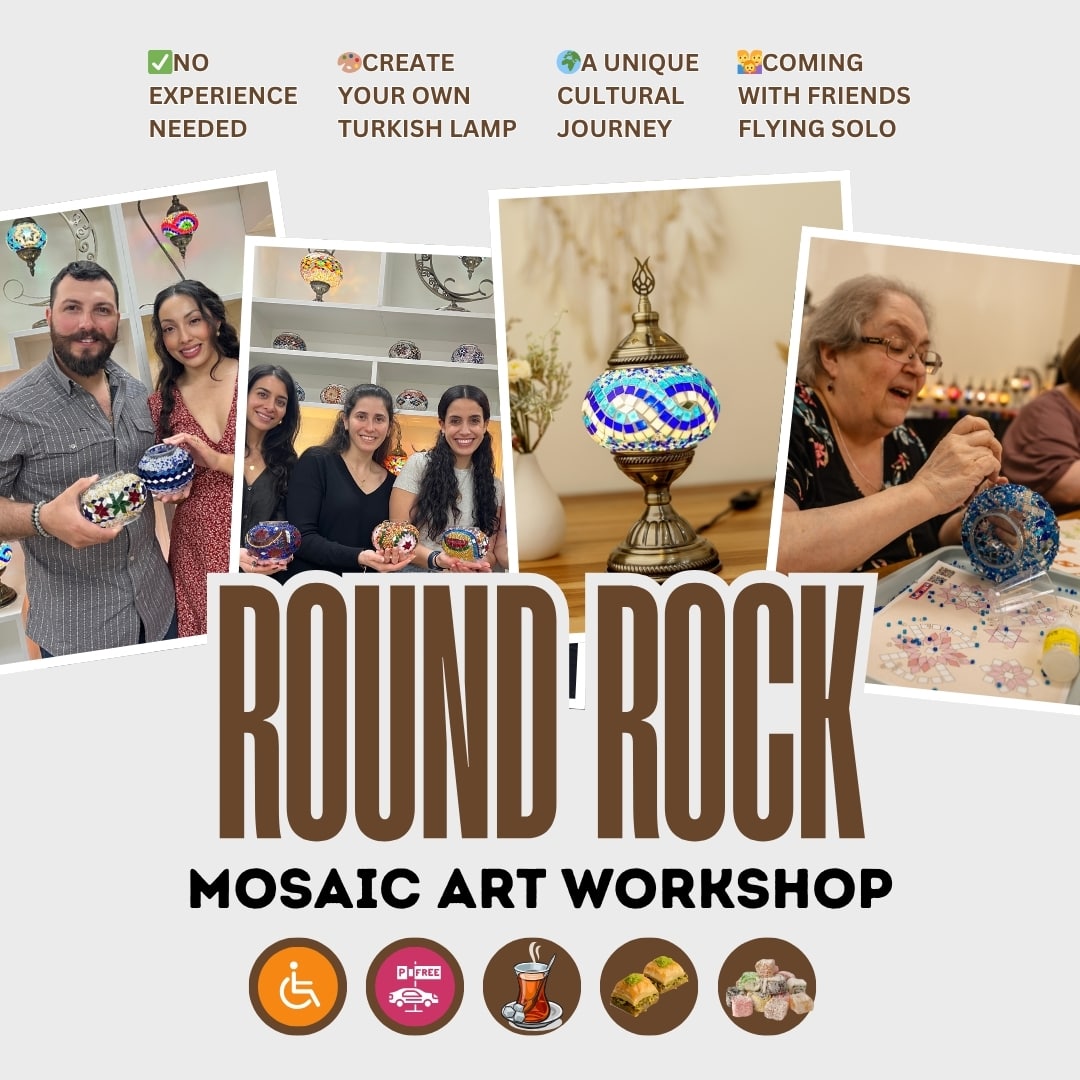 Mosaic Art Class in Round Rock -  turkish-lamp-workshop-PedalisaArt