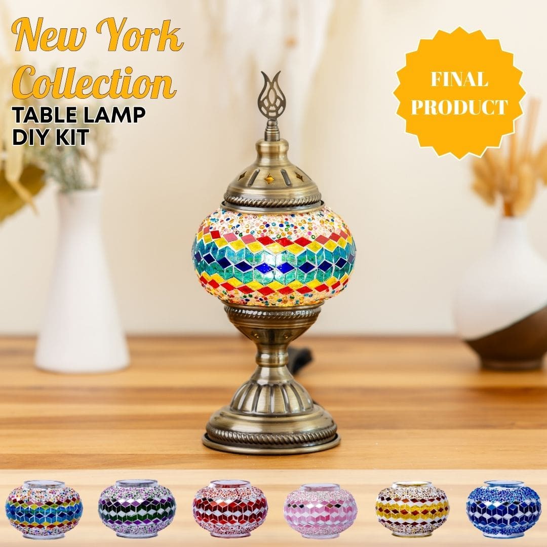 Turkish Mosaic Table Lamp DIY Kit – Complete Set | Pedalisa Art New York -  turkish-lamp-workshop-PedalisaArt