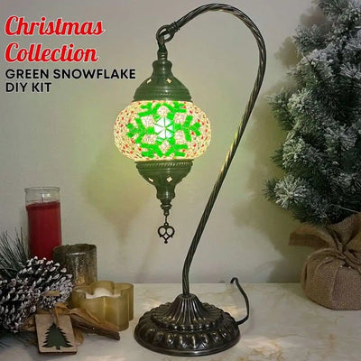 Green Snowflake DIY Kit promotional image featuring decorative moon-style lamp