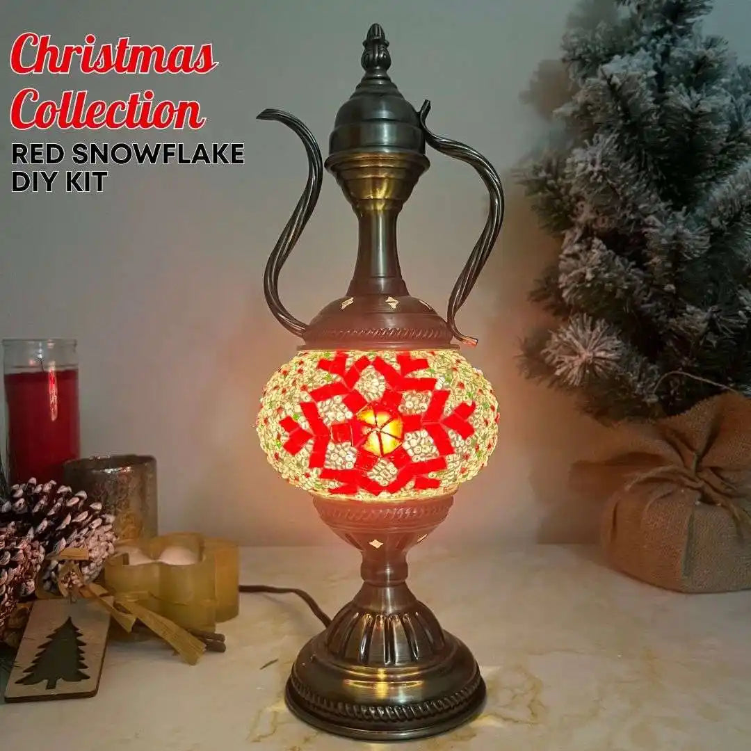 Christmas collection red snowflake pattern Turkish mosaic lamp DIY kit with festive holiday decoration
