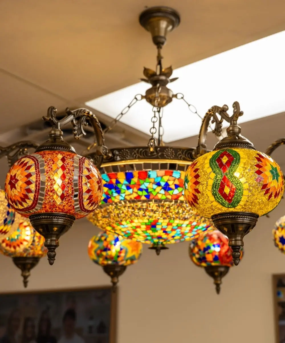 Handcrafted Turkish mosaic lamps from Pedalisa Art September workshops