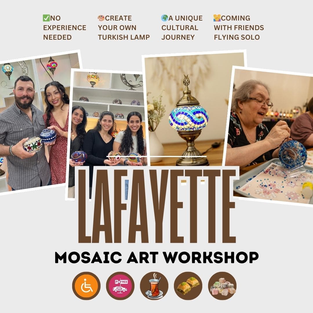 Mosaic Class in Lafayette -  turkish-lamp-workshop-PedalisaArt