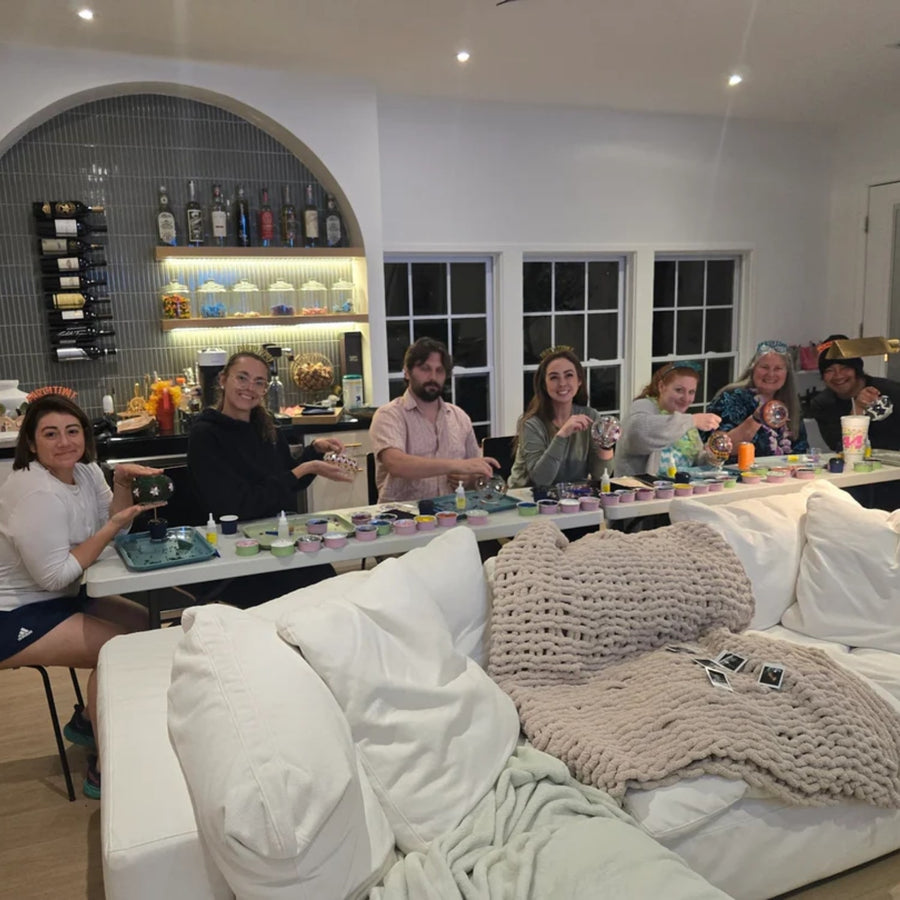 Senior mosaic lamp workshop at an elderly home, residents create Turkish art with Pedalisa Art