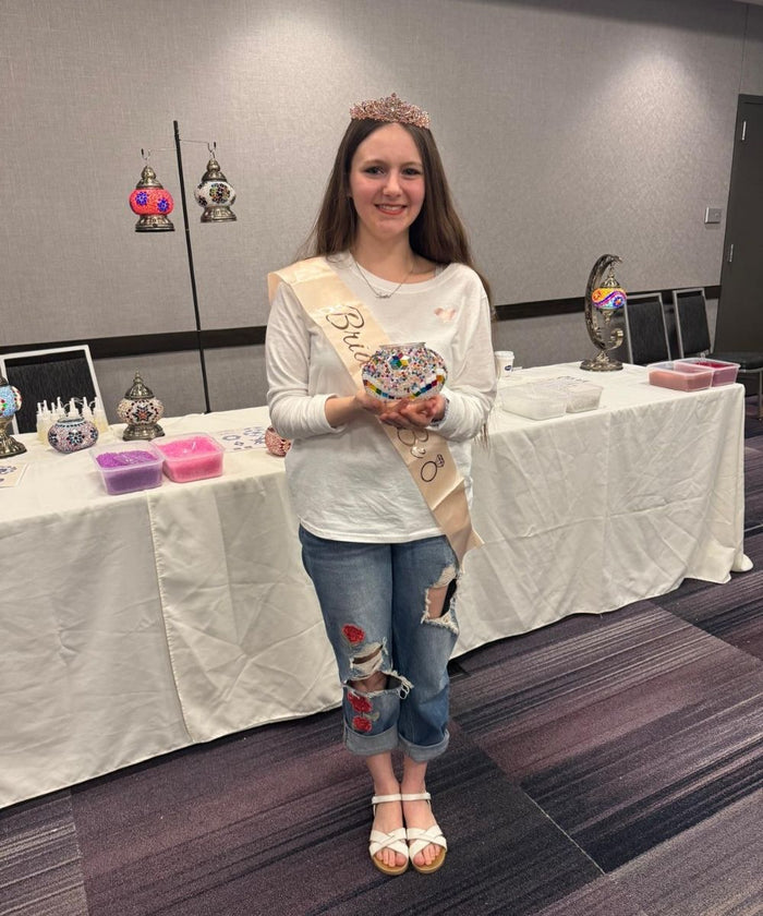 Private mosaic lamp workshop celebration at Pedalisa Art